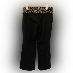 NWOT Lane Bryant Black Yoga Pants with Leopard Print Waistband, Size 14/…